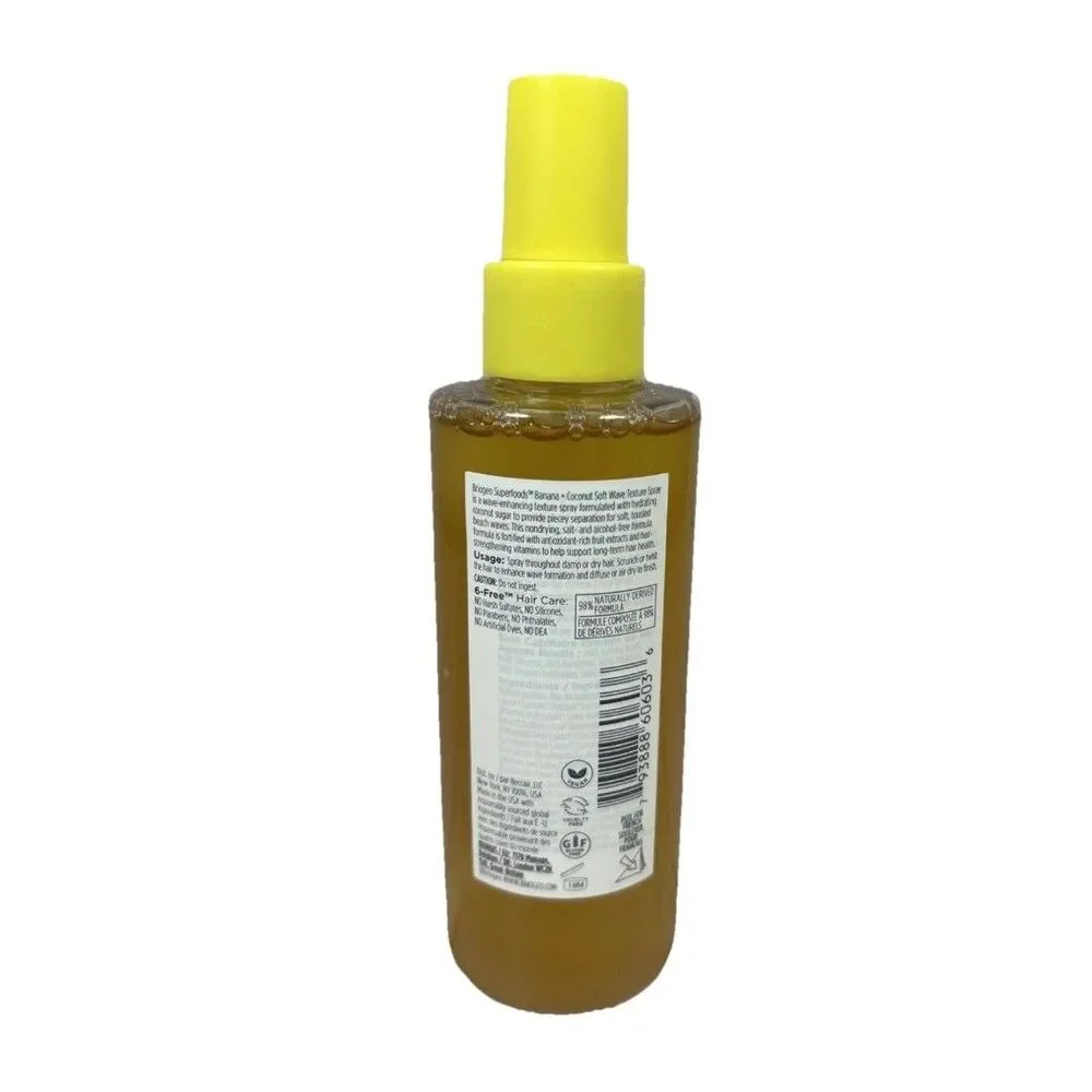 New Briogeo Superfoods Banana Coconut Soft Waves Textured Spray 5.75oz Hair